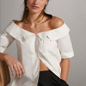 NWT Anthropologie Maeve off the shoulder collared blouse 2X